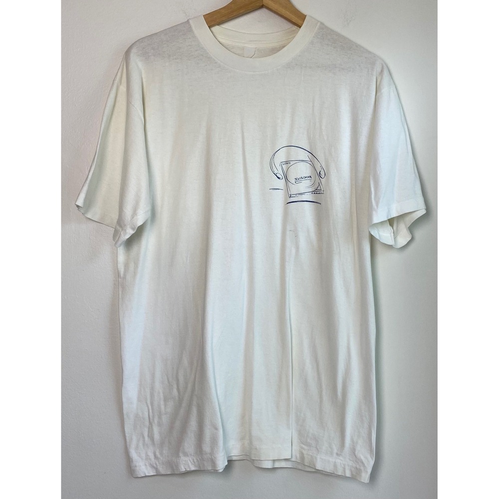 VTG 90s Sony Discman Promo Shirt Single Stitch Le Createur French Sleeve M